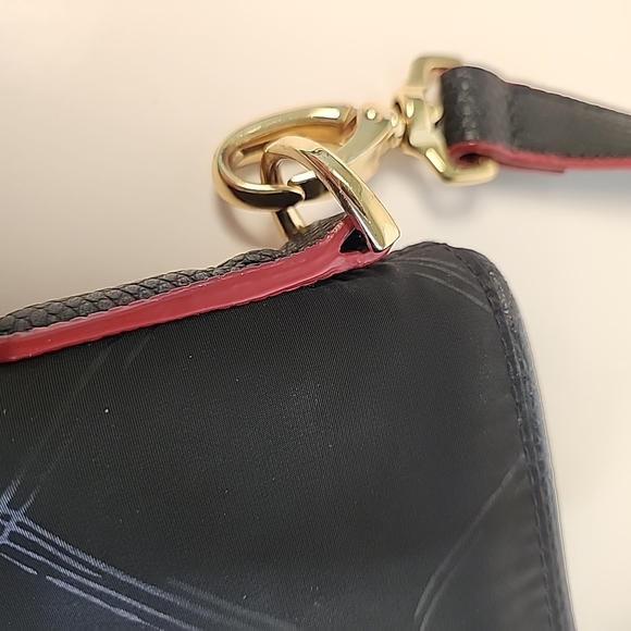 Vera Bradley Preppy Poly Satchel Bag Crossbody BLACK w/Red Trim Polka Dot Lining - Picture 5 of 16